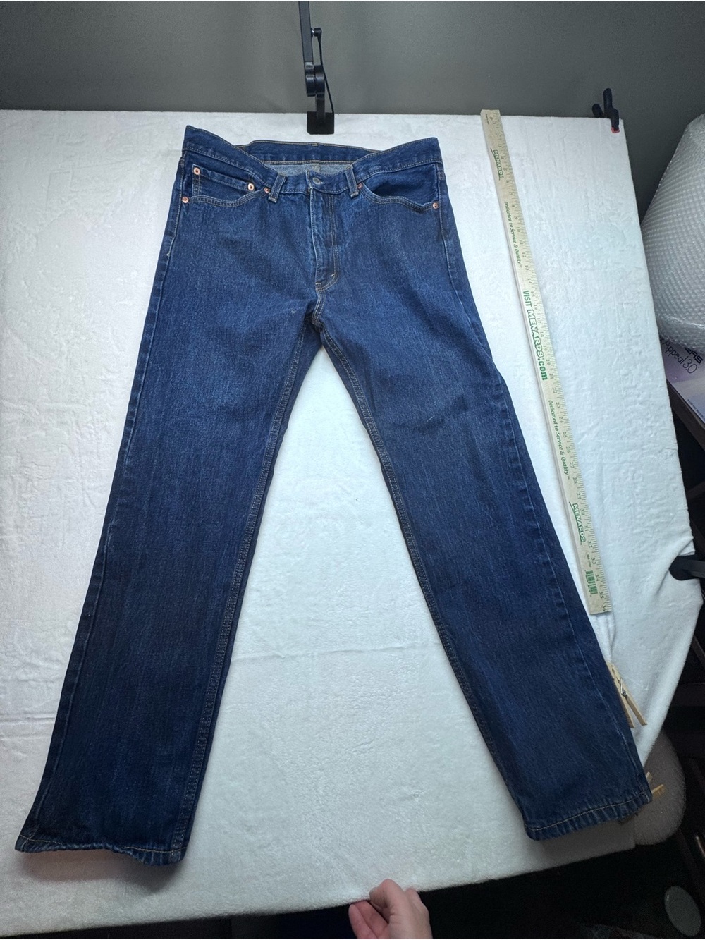 Levi’s 505 Regular Fit Jeans Men’s 36x32 Dark Wash Denim Pants - Picture 3 of 13